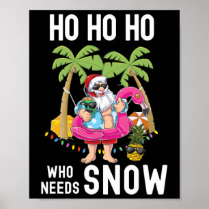 Christmas Palm Tree Santa Surfing Summer Beach Vac Poster