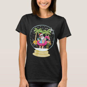 Christmas Palm Tree Surfing Beach Snow Globe Summe T-Shirt