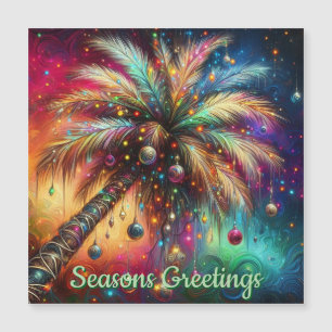 Christmas Palm Tree Tropical Beach Magnetic Card
