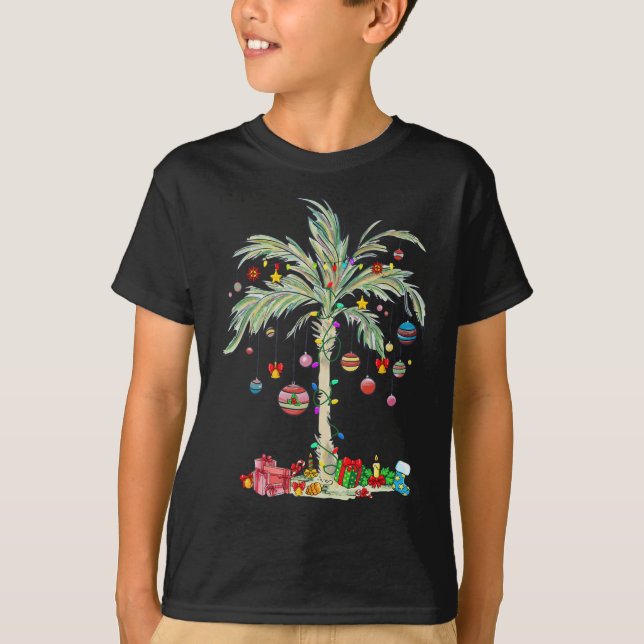 Christmas Palm Tree Tropical Xmas Beach Florida Ha T-Shirt (Front)