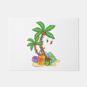 Christmas Palm Tree Tropical Xmas Coconut Lights Doormat