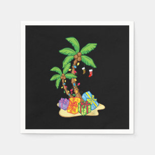 Christmas Palm Tree Tropical Xmas Coconut Lights F Napkin