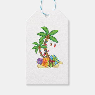 Christmas Palm Tree Tropical Xmas Coconut Lights Gift Tags