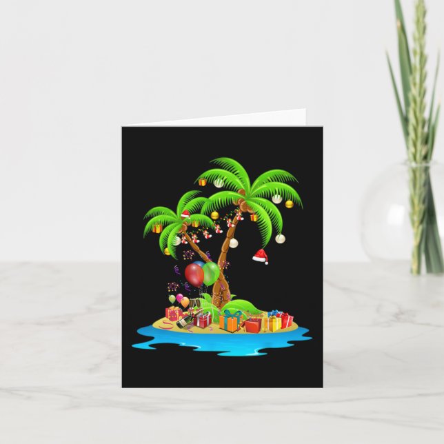 Christmas Palm Tree Tropical Xmas Coconut Matching Card (Front)