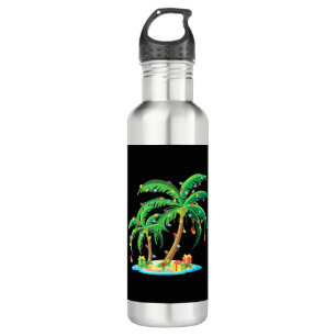 Christmas Palm Tree Tropical Xmas Gift Coconut 710 Ml Water Bottle