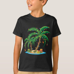 Christmas Palm Tree Tropical Xmas Gift Coconut Lig T-Shirt