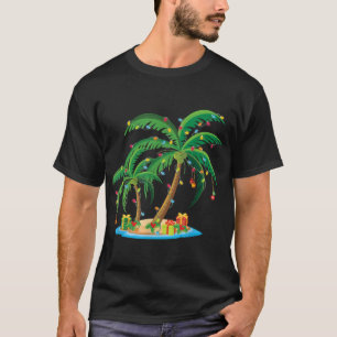 Christmas Palm Tree Tropical Xmas Gift Coconut Lig T-Shirt