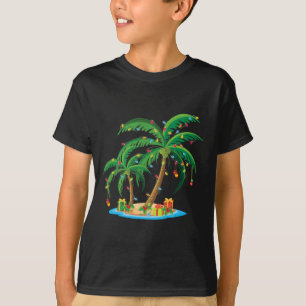 Christmas Palm Tree Tropical Xmas Gift Coconut Lig T-Shirt