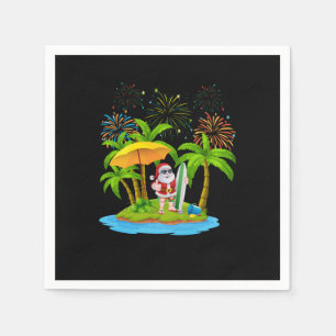 Christmas Palm Tree Tropical Xmas Lights Napkin