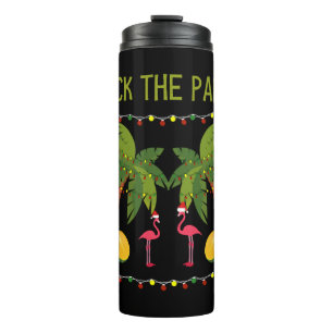 Christmas Palm Tree With Holiday Lights and Thermal Tumbler