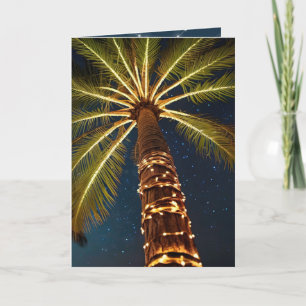 Christmas Palm Trees With Lights Holiday Card
