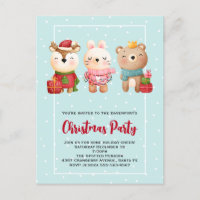 Christmas Pals - Reindeer Bear & Rabbit Invitation