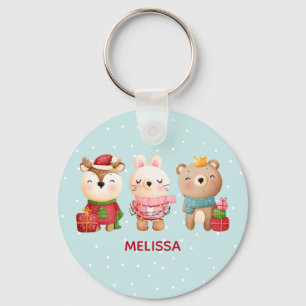 Christmas Pals - Reindeer, Bear & Rabbit Keychain