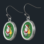 Christmas Pals with Santa and Deer Drop Earrings<br><div class="desc">Christmas Pals with Santa and Deer Drop Earrings in this cartoon comical image with Santa Claus and his reindeer. Arms over each other shoulders. Being the best of pals. Contact me at here or at admin@giftsyoutreasure.com if you would like me to create a collage, upgrade your photos or create a...</div>