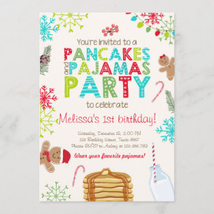 Christmas Pancake et Pyjama invitation anniversair