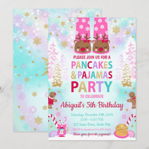 Christmas Pancakes and Pyjamas Birthday Invitation