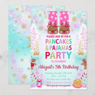 Christmas Pancakes and Pyjamas Birthday Invitation