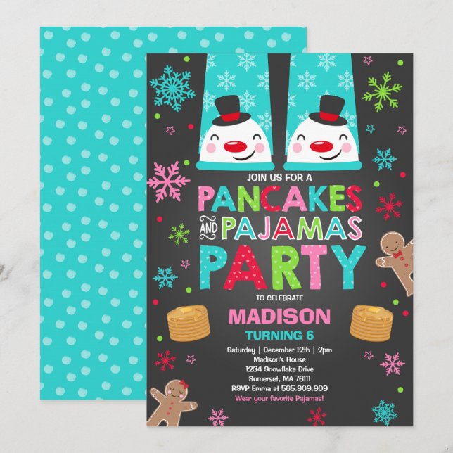 Christmas Pancakes And Pyjamas Invitation Santa (Front/Back)