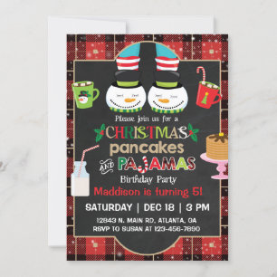 Christmas pancakes and pyjamas party. invitation