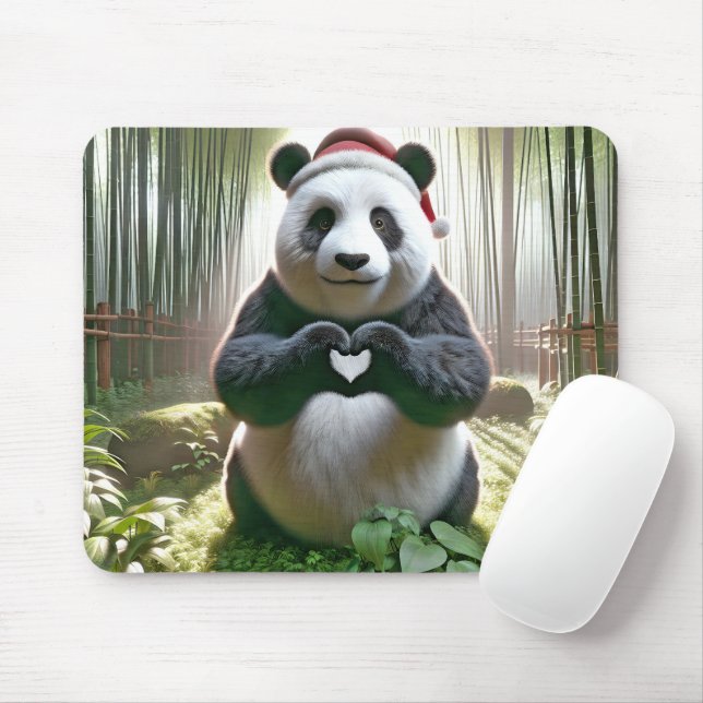 Christmas Panda Bear In Bamboo Forest Mouse Pad (With Mouse)