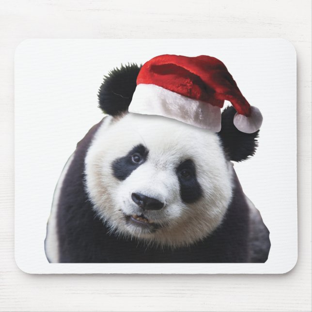 Christmas Panda Bear with Santa Hat Mouse Pad (Front)