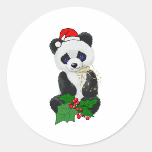 Christmas Panda Classic Round Sticker
