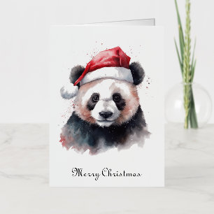 Christmas Panda customizable Foil Holiday Card