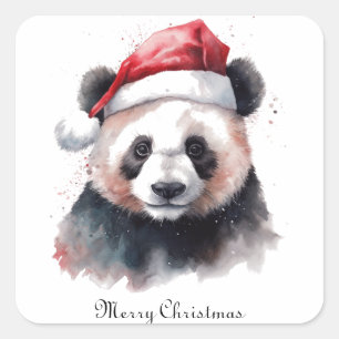 Christmas Panda, customizable Square Sticker
