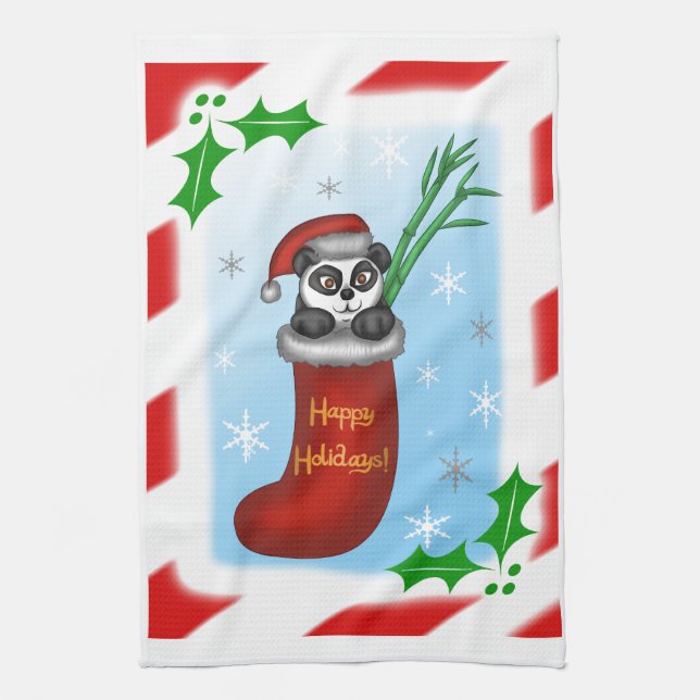 Christmas Panda Kitchen Towel (Vertical)