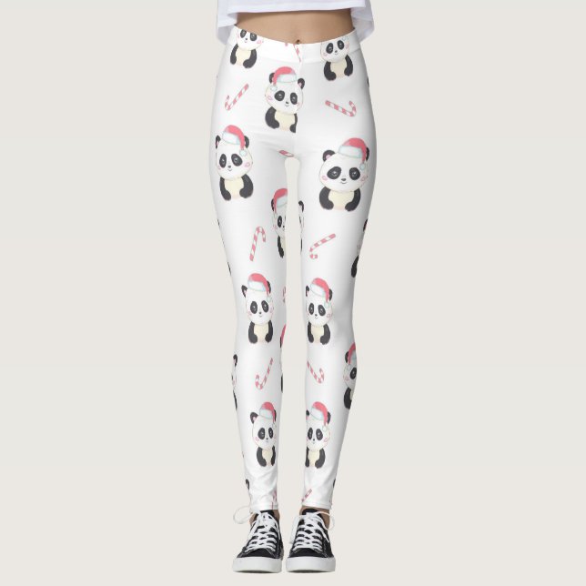 Christmas Panda Pattern Leggings (Front)