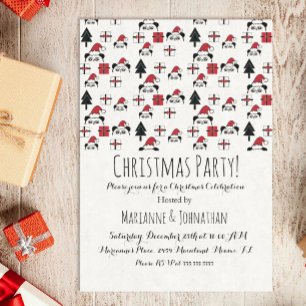 Christmas Panda Presents Holiday Trees Invitation