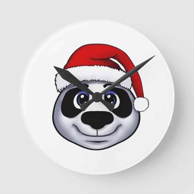 Christmas Panda Round Clock (Front)