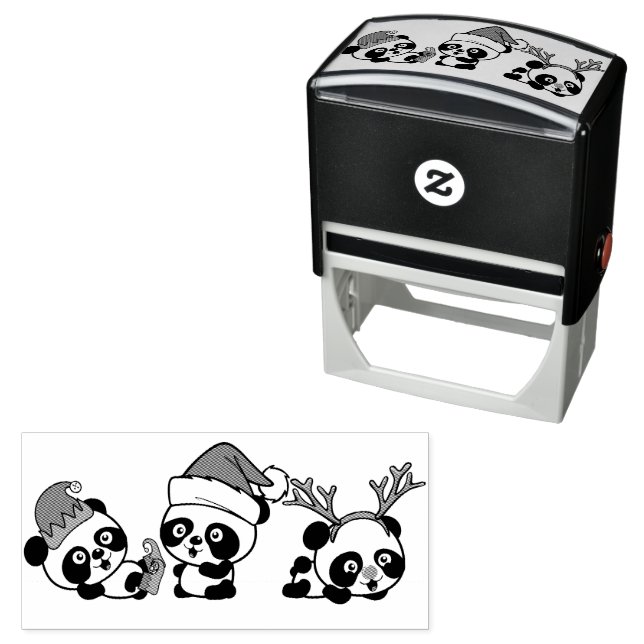 Christmas Pandas Self-inking Stamp (In Situ)