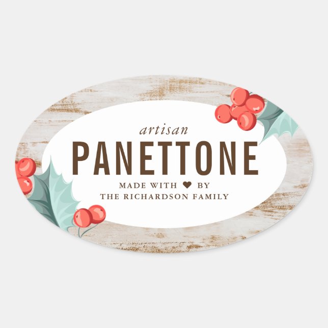 Christmas Panettone Bread Oval Stickers (Front)