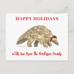 Christmas Pangolin Cute Endangered Species Holiday Postcard