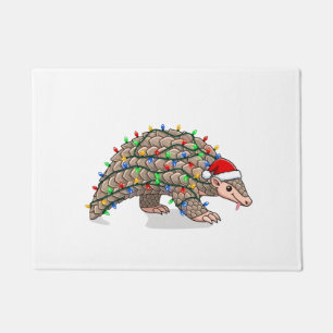 Christmas Pangolin Manis Santa Hat Holiday Doormat