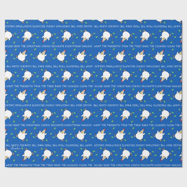 CHRISTMAS PANIC CHICKEN 2 by Sandra Boynton Wrapping Paper (Seam)