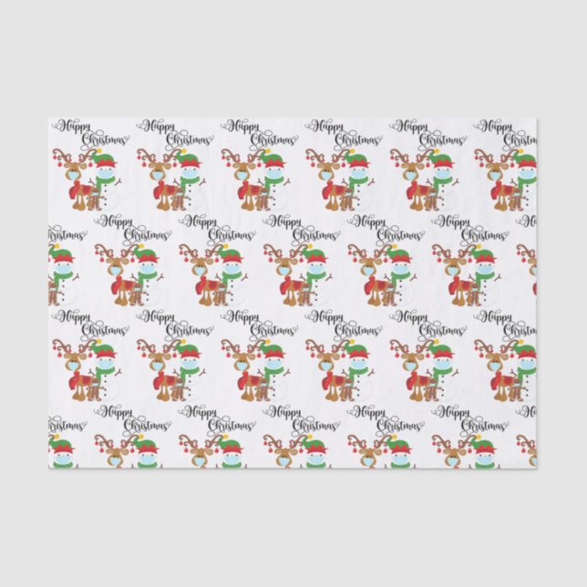 Christmas Paper 2020 Face Mask Reindeer snowman (Front)