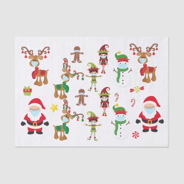 Christmas Paper 2020 Face Mask Santa Reindeer (Front)