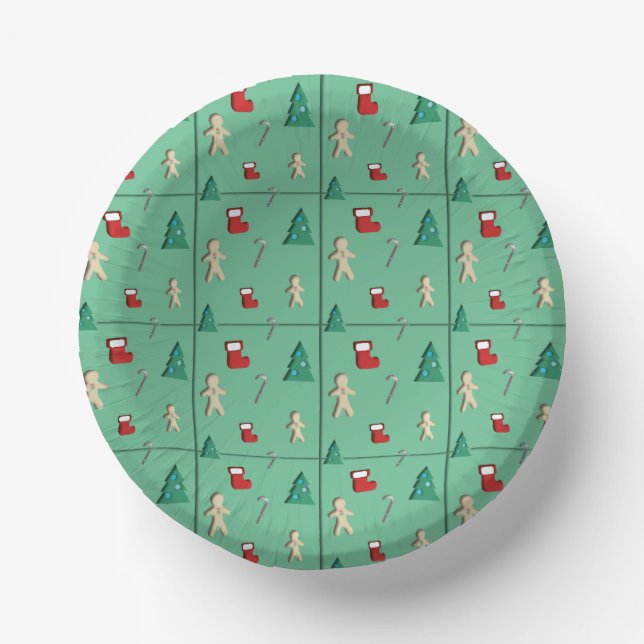 Christmas paper cut pattern Paper Bowls Plate (Front)