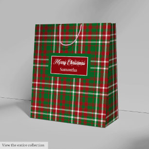 Christmas Paper Gift Bags Elegant Tartan Accent