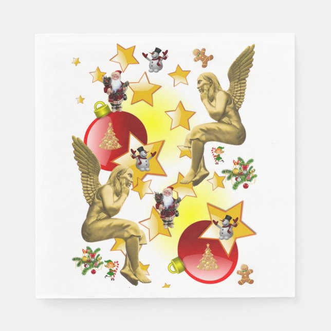 Christmas Paper Napkins, Christmas Angel Napkin (Front)