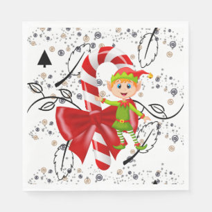 Christmas Paper Napkins, Elf Candy Cane  Napkin