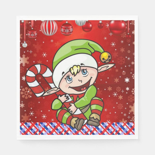 Christmas Paper Napkins, Elf Napkin (Front)