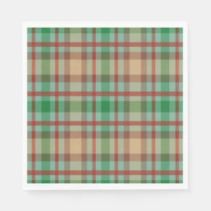 Christmas Paper Napkins, Green & Red Plaid  Napkin