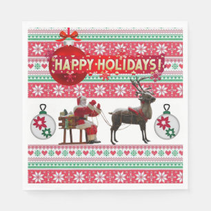 Christmas Paper Napkins, Happy Holidays Napkin