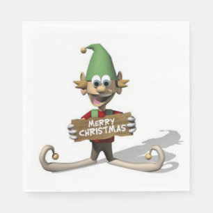 Christmas Paper Napkins, Merry Christmas, Elf Napkin