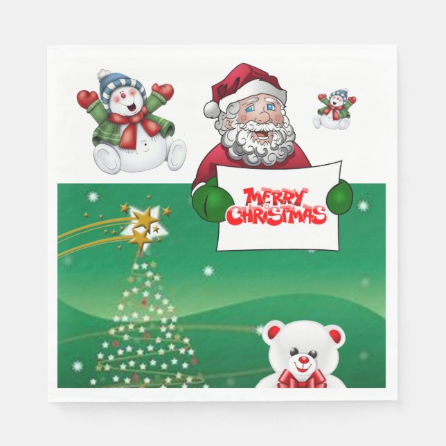 Christmas Paper Napkins, Merry Christmas Napkin (Front)