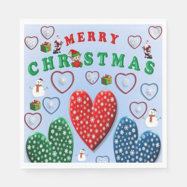 Christmas Paper Napkins, Merry Christmas Napkin (Front)