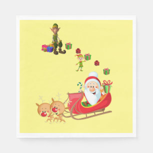 Christmas Paper Napkins, Merry ChristmasSanta Elf Napkin